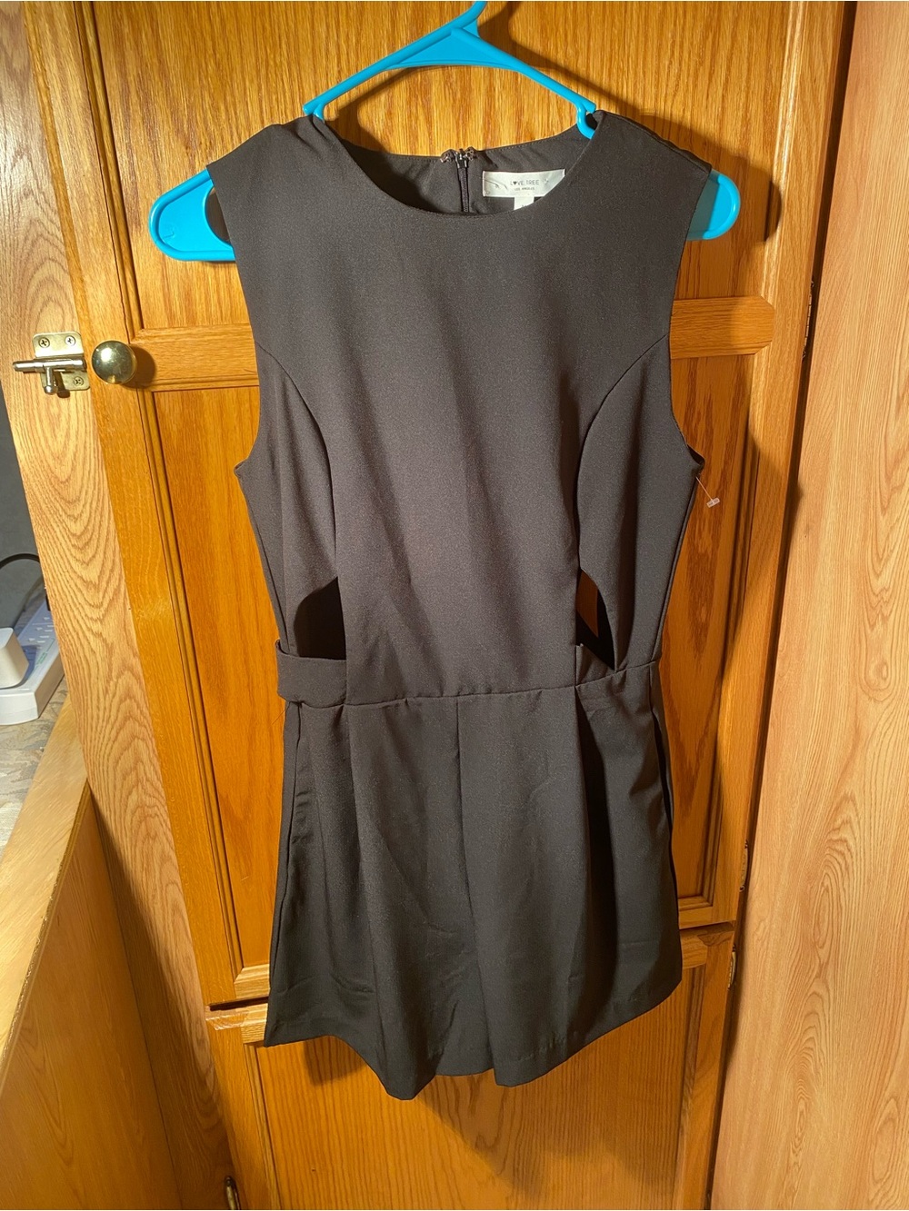 Love Tree Black Sleeveless Mini Dress with Side Cutouts